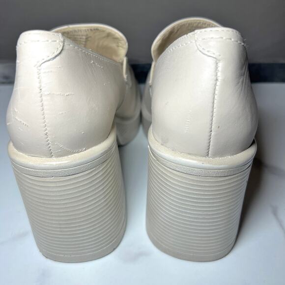 Steve Madden Cream Leather Platform Loafer Size 8.5 - Picture 2 of 9